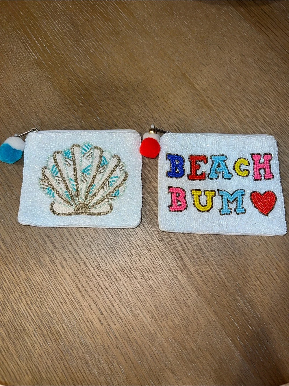 Two Beaded Summer Shell Wallet - Colorful 'Beach Bum Wallet